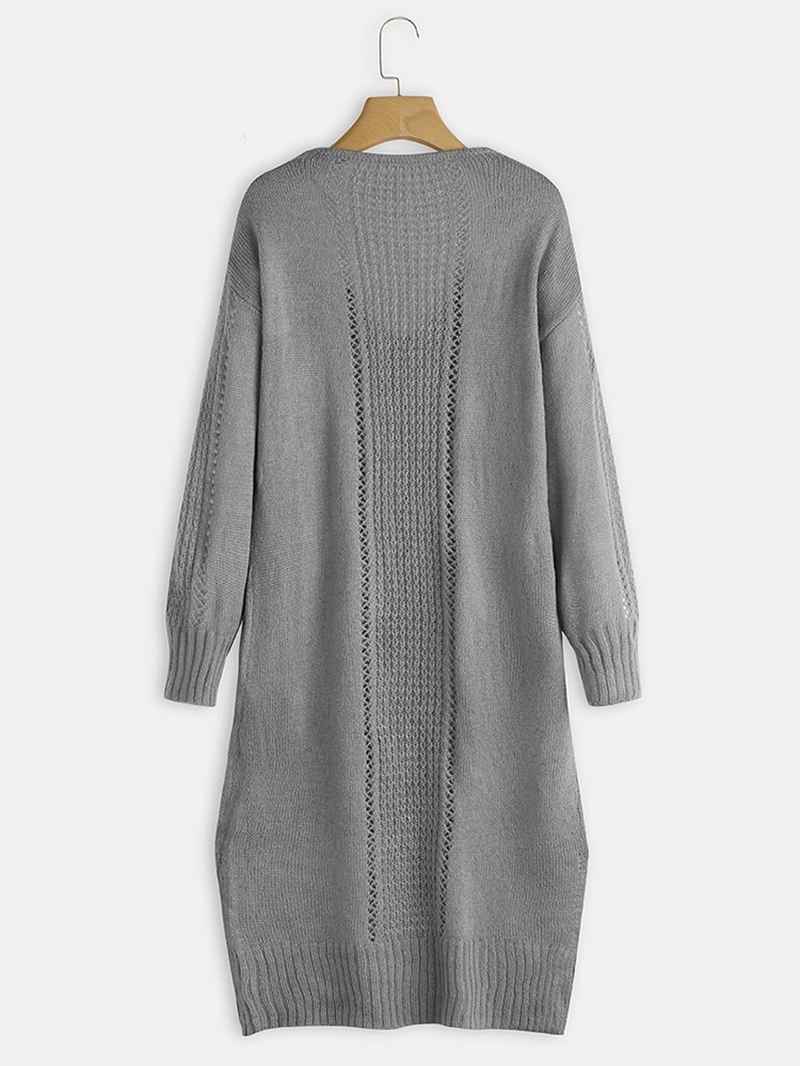 Kvinder Langærmet V-hals Solid Sweater Kjole