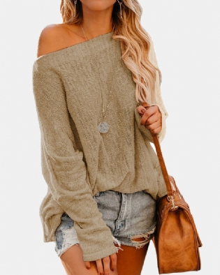 Kvinder Off Shoulder Langærmet Bluse Casual Pullover Striktrøjer