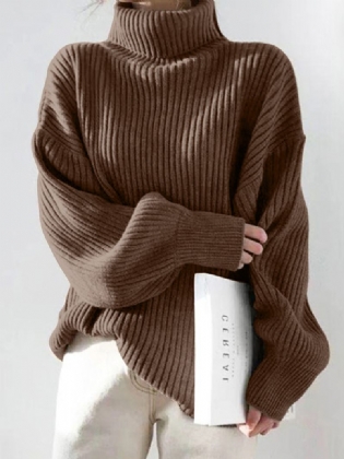 Kvinder Solid Casual Puff Sleeve Ve Homely Tykke Sweaters