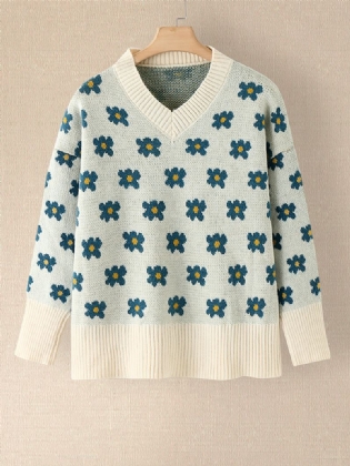 Kvinder Strikket Mild Abrikos Farve Preepy Youngster Koreansk Stil Sweater