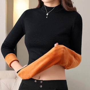 Kvinder Tykke Varme Sweatere Termisk Undertøj Long Johns Solid O-neck Velvet Jumper Sweatere Til Kvinder 2020 Vinter