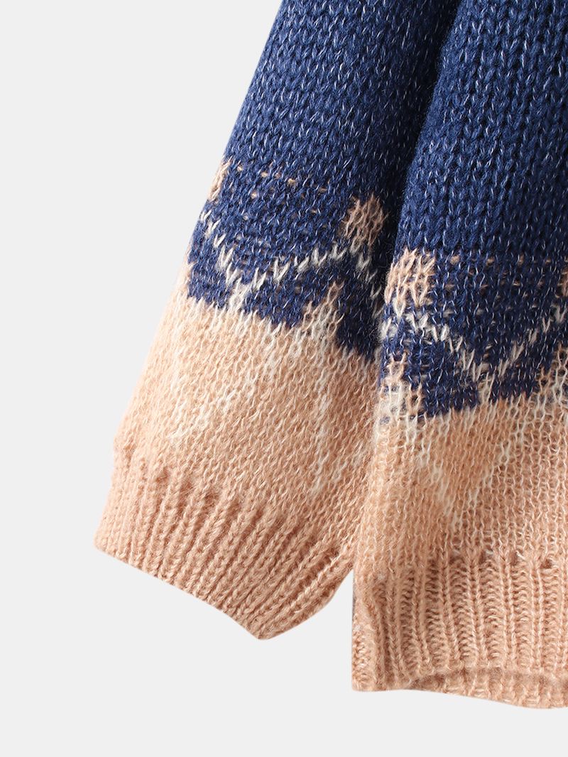 Kvinder Vintage Mønster Rund Hals Strikket Lange Ærmer Sweatere