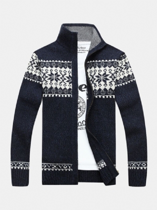 Langærmet Langærmet Vintage Langærmet Strikket Sweaterjakke Til Mænd