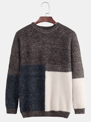 Mænds Rund Hals Trend Mode Løse Tykke Syninger Kontrast Farve Sweatere