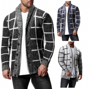 Mænds Vinterfarve Matchende Plaid Cardigan Sweater