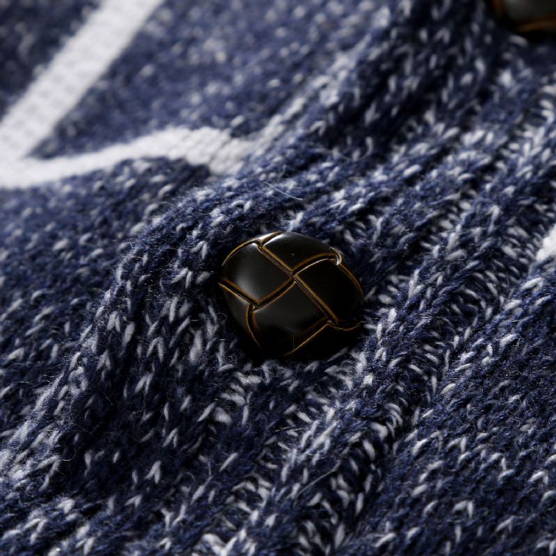 Mænds Vinterfarve Matchende Plaid Cardigan Sweater