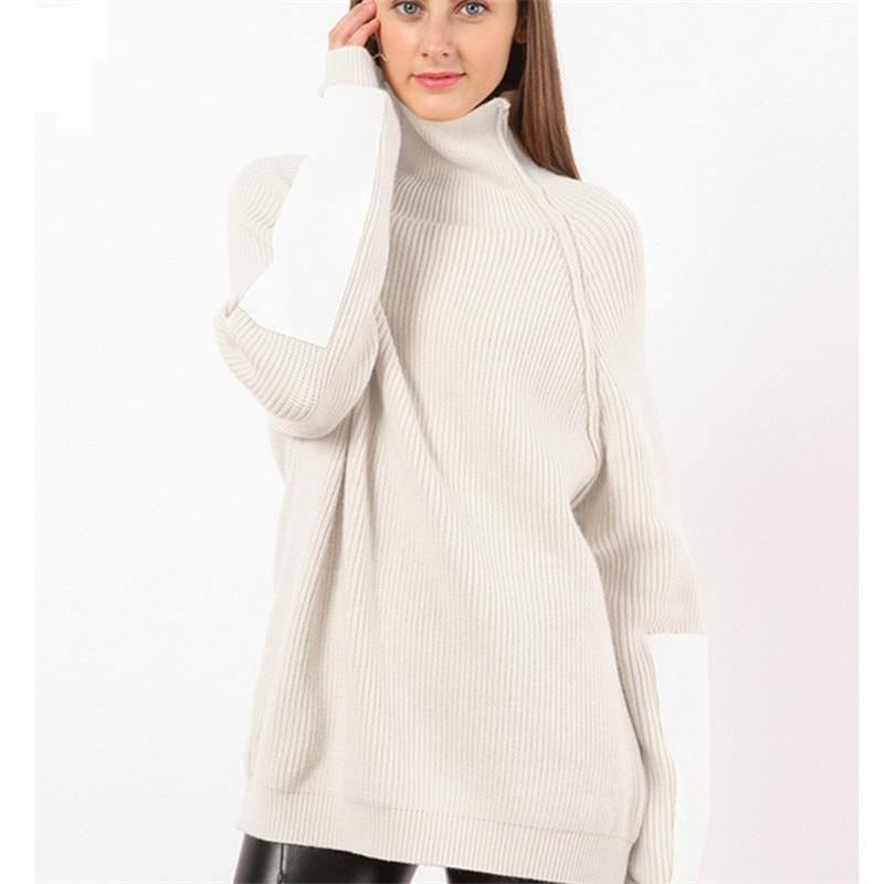 Moderigtig Langærmet Striktrøje Til Kvinder Bodycon Slim Rullekrave Efterår Vinter Pullover Cashmere Pull Femme