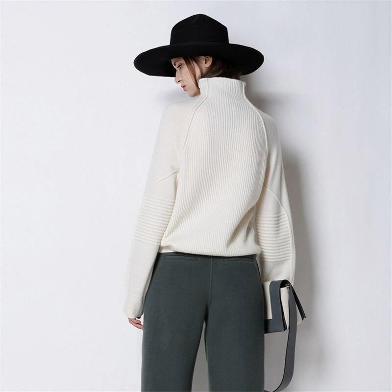 Ny Efterår Og Vinter Cashmere Sweater Kvinder Højkrave Fortykket Pullover Løs Sweater Stor Størrelse Strikket Uldskjorte