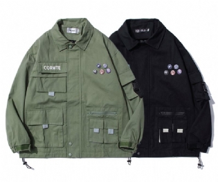 Retro Multi-pocket Tooling Jakke Herre Street Mode Løs