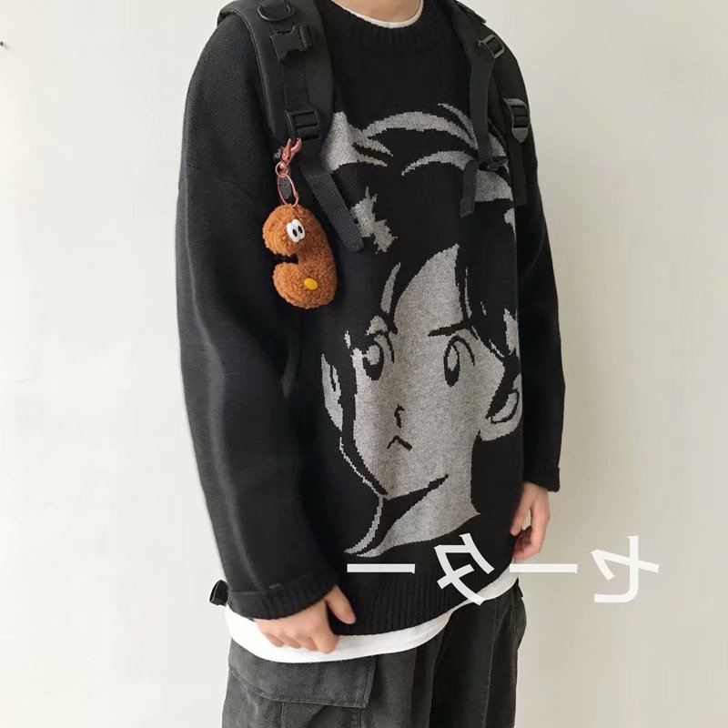 Retro Streetwear Strikket Trøje Efterår Og Vinter Løs Tyk Varme Hip-hop Trøje Til Mænd