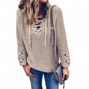 Solid Hvid Afslappet Sweater Blonder Dame Sweater Langærmet Efterår Vinter Trøje Mode
