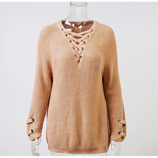 Solid Hvid Afslappet Sweater Blonder Dame Sweater Langærmet Efterår Vinter Trøje Mode