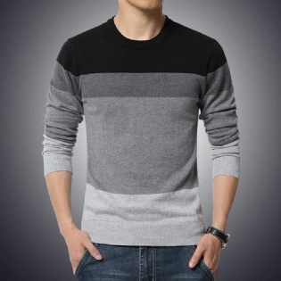 Sweate Casual Pullover Mænd Efterår Rund Hals Patchwork Strikket Brand Mandlige Sweatere