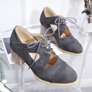 Brogue Udskårne Chunky Hæl Sko