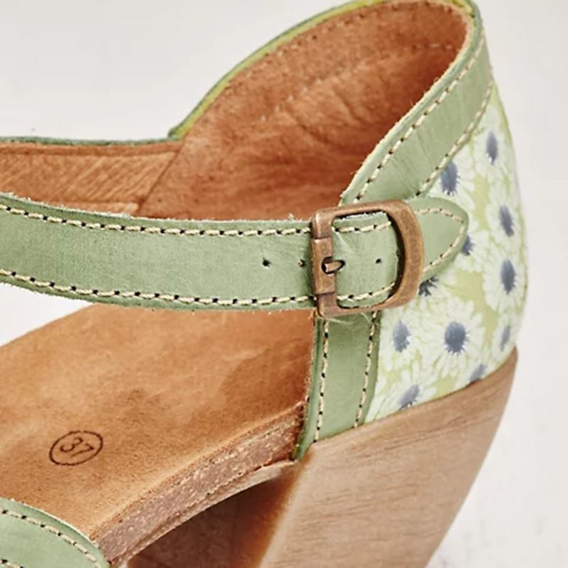 Kvinder Blomstermønster D'orsay Rund Tå Ankelrem Casual Hæle Pumps