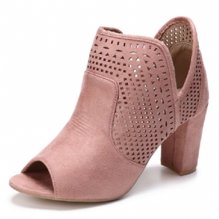 Kvinder Hollow Out Peep Toe Slip På Kausale Højhælede Kontorpumper