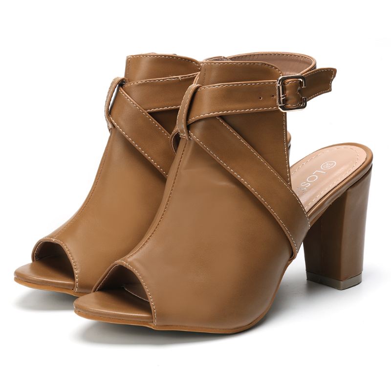 Kvinder Peep Toe Slingback Spænde Højhælede Pumps