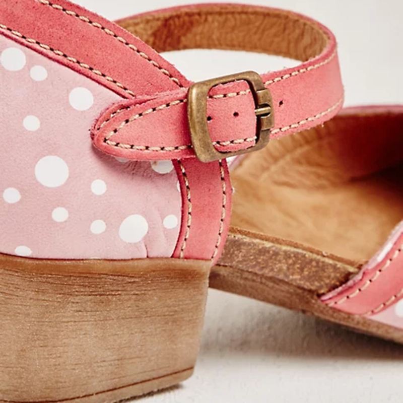 Kvinder Polka Dot Rund Tå Ankelstrop Blok Hæl Casual Hæle Pumps