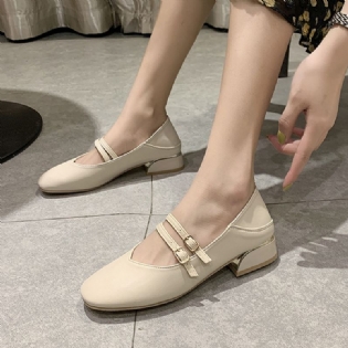 Kvinder Rund Tå Ensfarvet Blokhæl Slip On Loafers