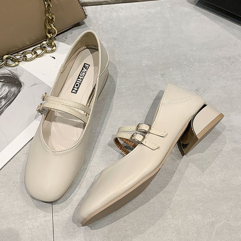 Kvinder Rund Tå Ensfarvet Blokhæl Slip On Loafers