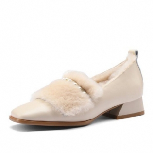 Kvinder Square Toe Mode Rhinestone Casual Plys Varm Chunky Heels Pumps