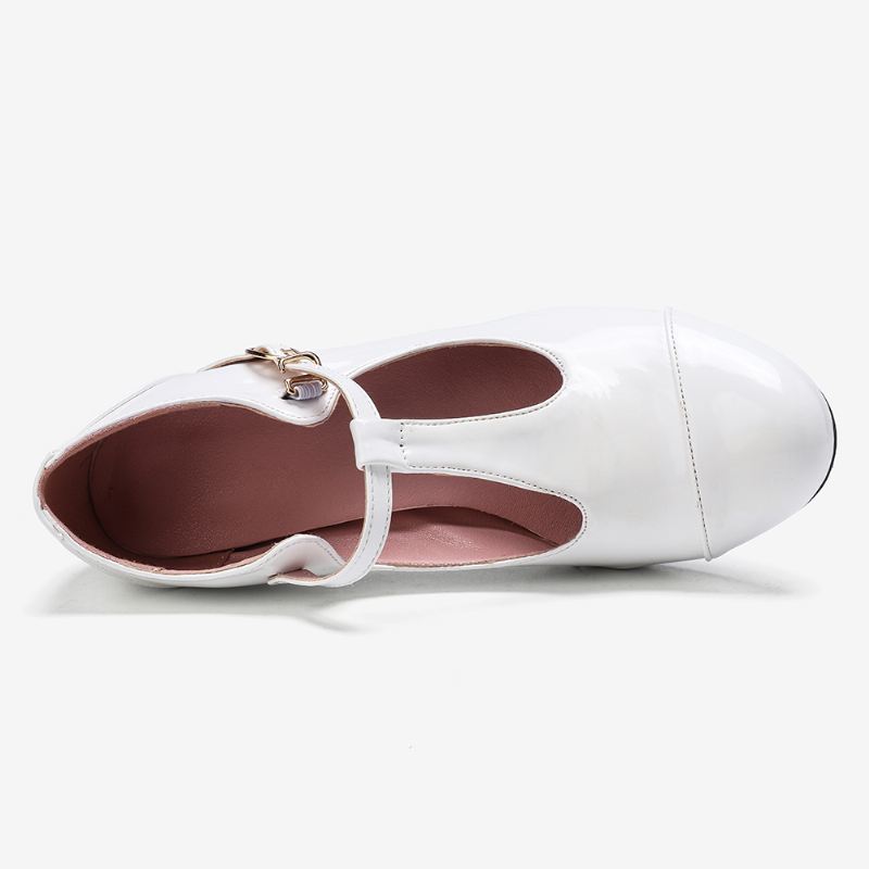 Kvinder T-strop Geometrisk Grafisk Chunky Heel Cutout Casual Høje Hæle