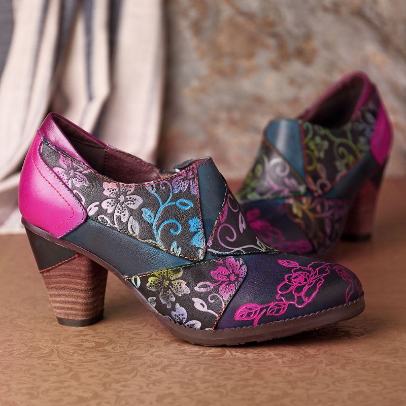 Mønster Læder Lynlås Pumps