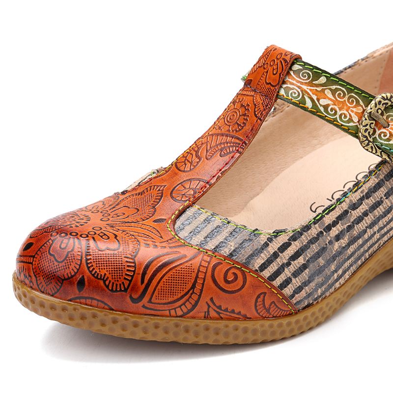 Retro Stripes Syning Krogløkke Pumps I Ægte Læder