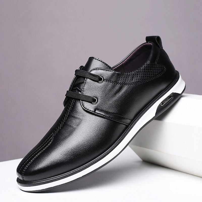 Mænd Ægte Læder Åndbar Blød Sål Snøresko I England Style Casual Business Sko