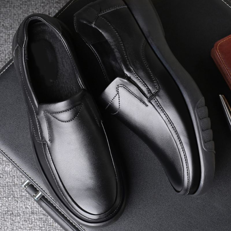 Mænd Ægte Læder Ren Farve Bløde Skridsikre Casual Flats
