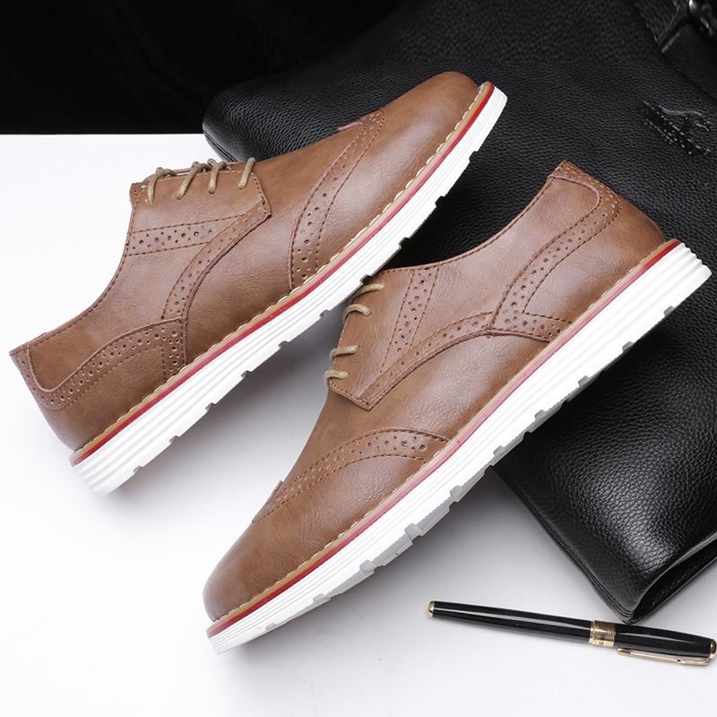 Mænd Åndbar Spidstå Vintage Oxfords Blød Sål Skridsikker Afslappet Lædersko
