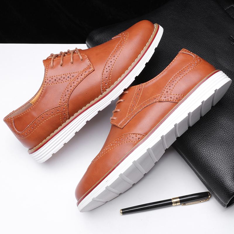 Mænd Åndbar Spidstå Vintage Oxfords Blød Sål Skridsikker Afslappet Lædersko