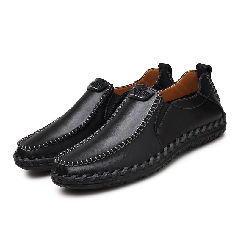Mænd Håndsømning Sfot-læder Skridsål Sål Slip-on Casual Køresko