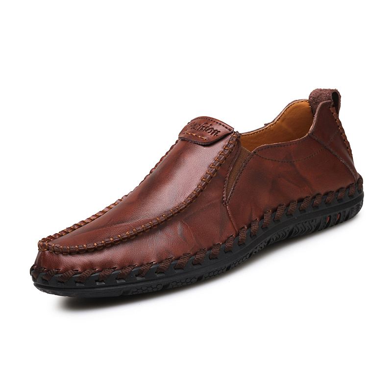 Mænd Håndsømning Sfot-læder Skridsål Sål Slip-on Casual Køresko