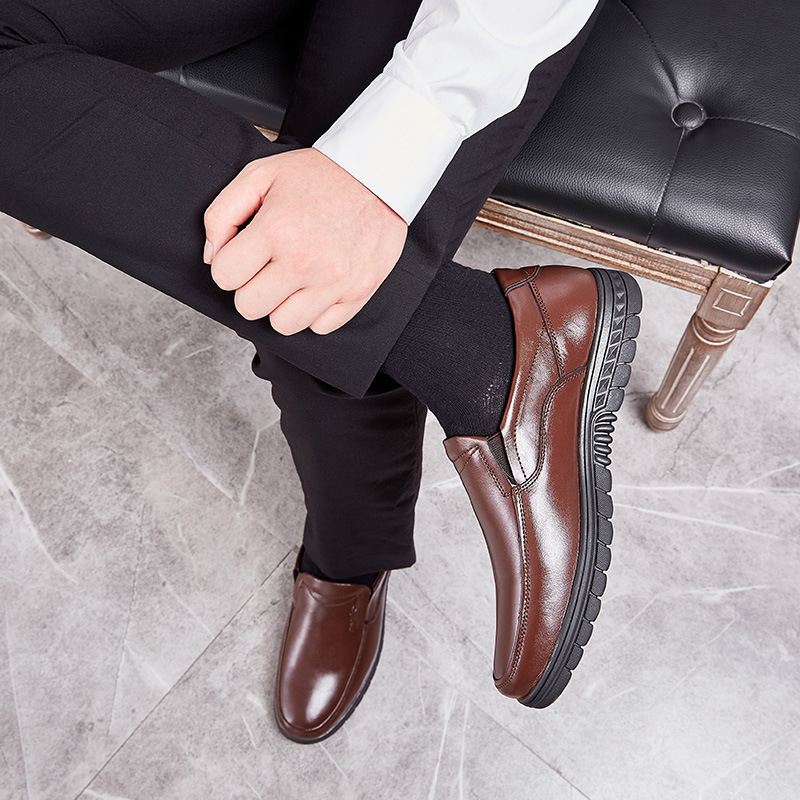 Mænd Koskind Åndbar Sål Slip På Daglige Business Fritidssko