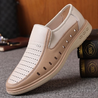 Mænd Koskind Udhulet Åndbar Blød Bund Slip On Casual Lædersko