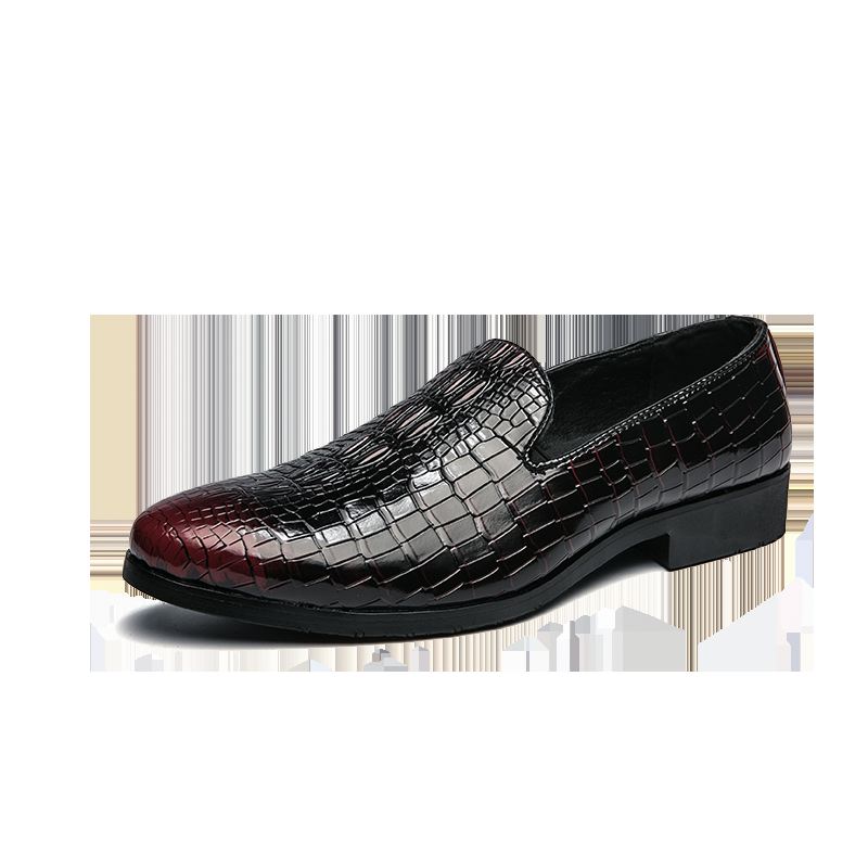 Mænd Læder Åndbar Blød Sål Retro Plaid Mønster Slip On Casual Business Sko