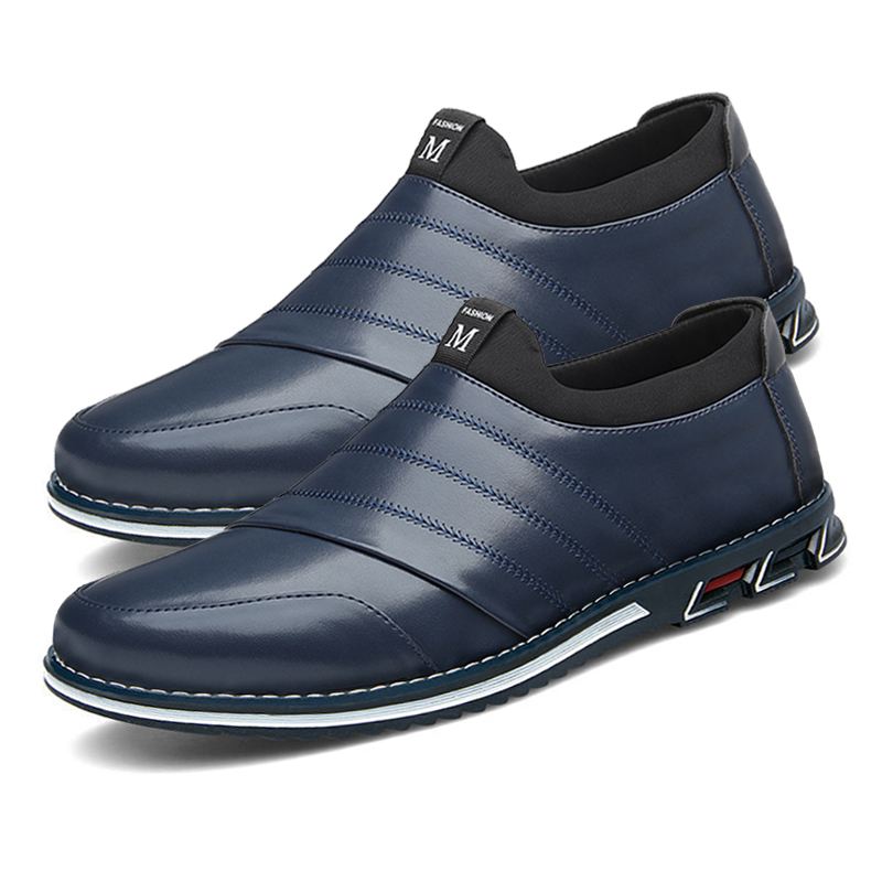 Mænd Læder Åndbar Blød Sål Slip On Solid Casual Business Sko