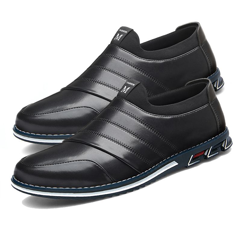 Mænd Læder Åndbar Blød Sål Slip On Solid Casual Business Sko