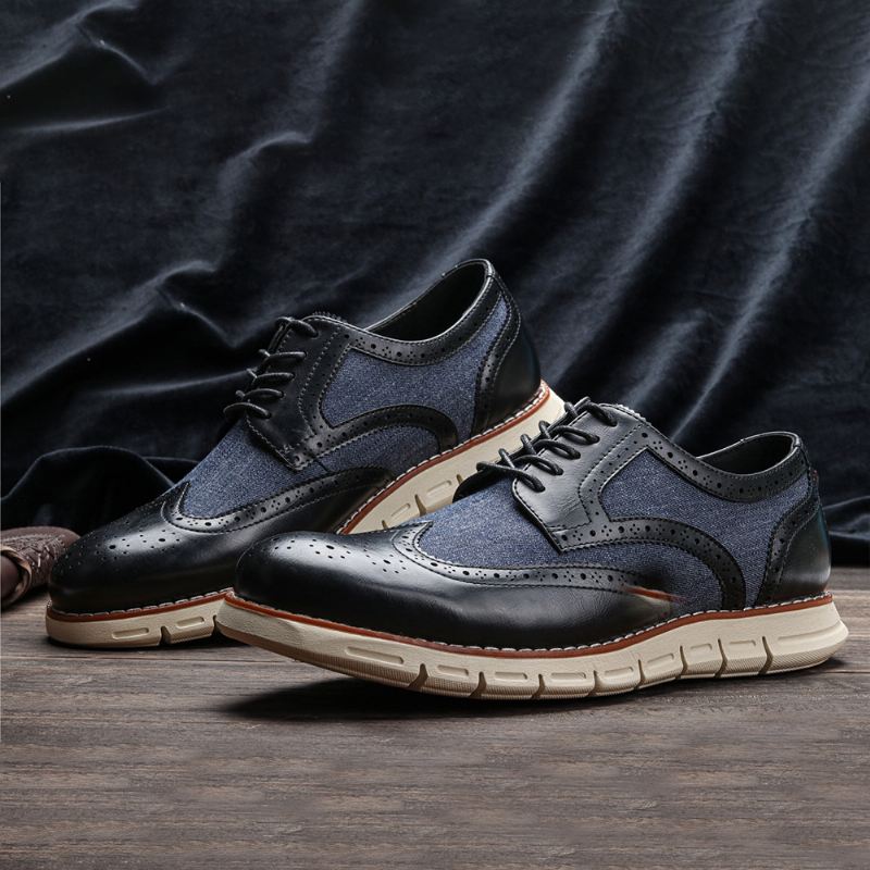Mænd Microfiber Splejsning Åndbar Blød Sål Oxfords Casual Business Sko