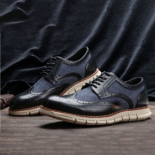 Mænd Microfiber Splejsning Åndbar Blød Sål Oxfords Casual Business Sko