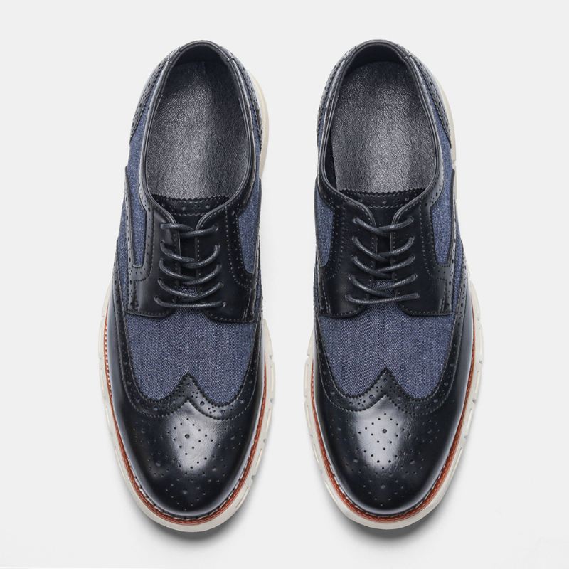 Mænd Microfiber Splejsning Åndbar Blød Sål Oxfords Casual Business Sko