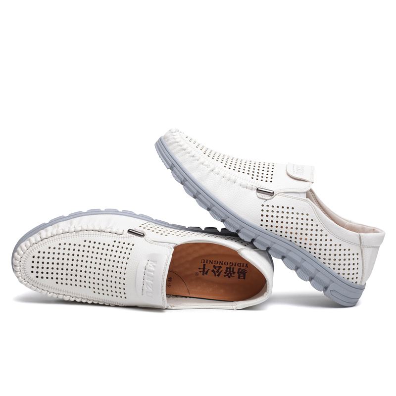 Mænd Mikrofiber Åndbar Hul Ud Skridsikker Sål Slip On Casual Sko