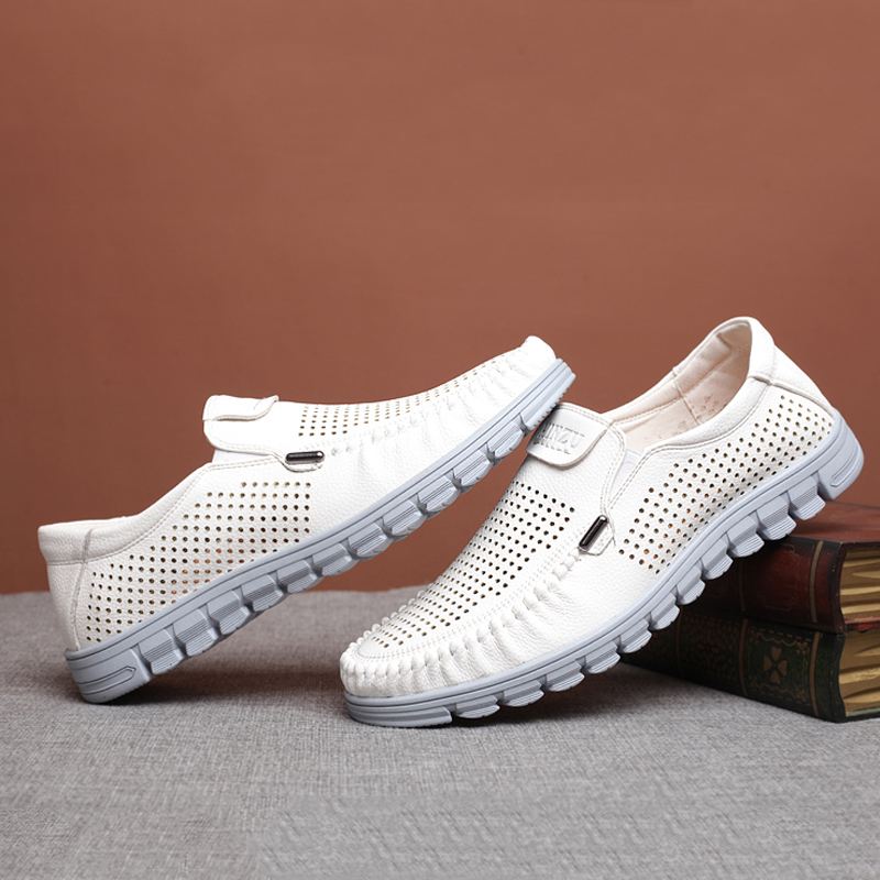 Mænd Mikrofiber Åndbar Hul Ud Skridsikker Sål Slip On Casual Sko