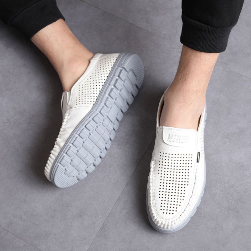 Mænd Mikrofiber Åndbar Hul Ud Skridsikker Sål Slip On Casual Sko
