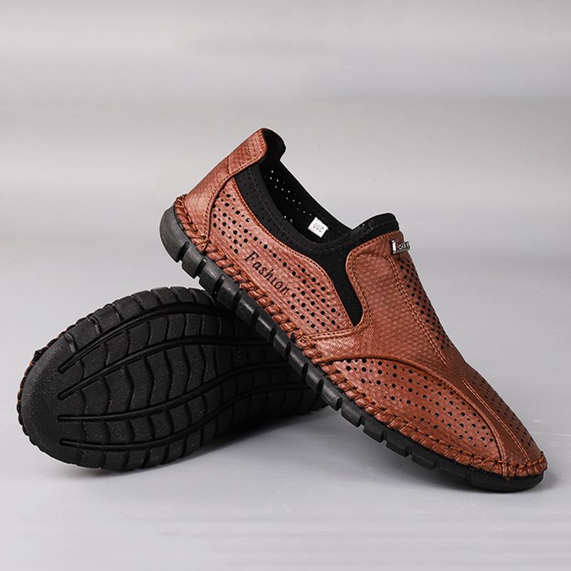 Mænd Mikrofiber Hul Ud Åndbar Blød Sål Slip På Business Fritidssko