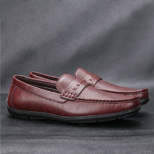 Mænd Mikrofiber Læder Åndbar Blød Sål Slip På Vintage Afslappet Køresko