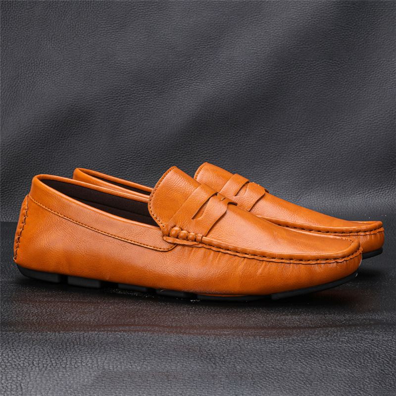 Mænd Mikrofiber Læder Åndbar Blød Sål Slip På Vintage Afslappet Køresko