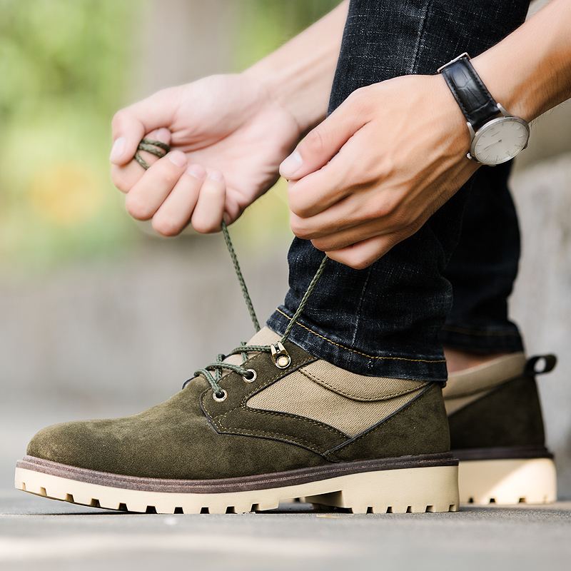 Mænd Retro Syntetisk Ruskind Stitching Canvas Bærbare Casual Tooling Sko