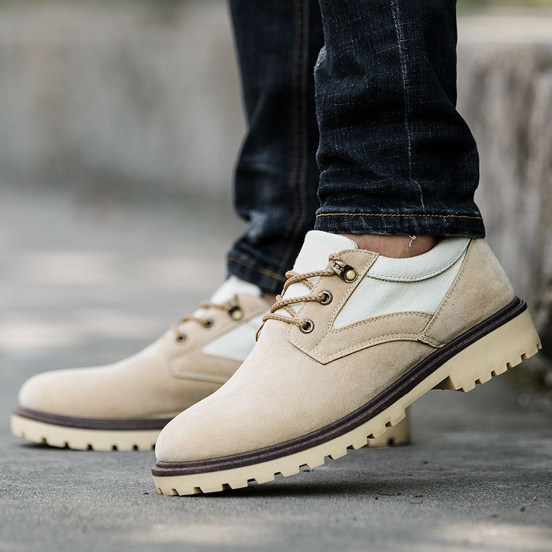 Mænd Retro Syntetisk Ruskind Stitching Canvas Bærbare Casual Tooling Sko